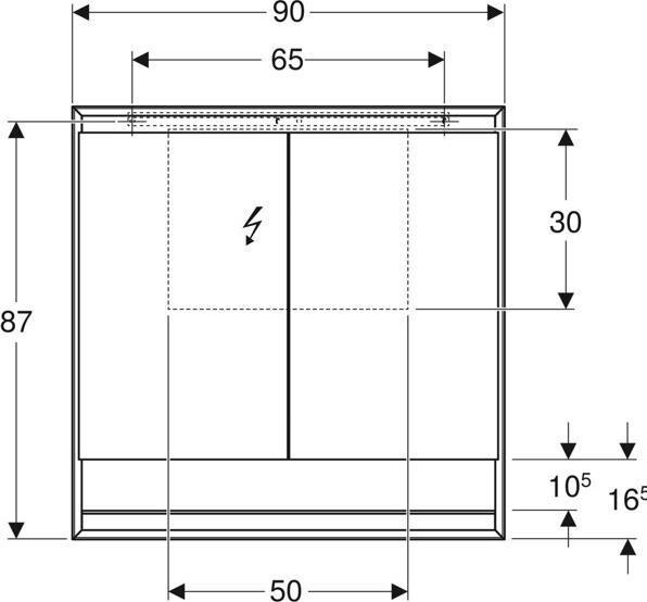Produktbild Geberit ONE Spiegelschrank mit ComfortLight, 2 Türen, Aufputzmontage, mit Nische, 90x90x15cm, 505.8 (90 x 15 x 90 cm)