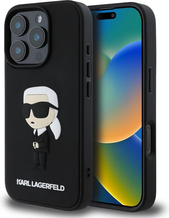 Actual product image Karl Lagerfeld 3D Rubber Ikonik Case for iPhone 16 Pro Max Black (Apple iPhone 16 Pro Max)