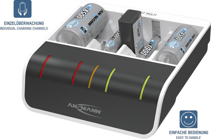 Produktbild Ansmann Comfort Multi Ladegerät (1 Stk., AA, HR03, 800 mAh, Ladegerät ohne Akku)