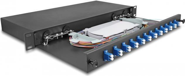 Produktbild Delock 19? LWL Spleissbox 12 x LC Duplex OS2 1HE spleissfertig komplett bestückt