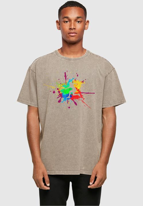 Actual product image Merchcode Colour Splash Player Acid Washed Oversized Tee - 117937 (S)