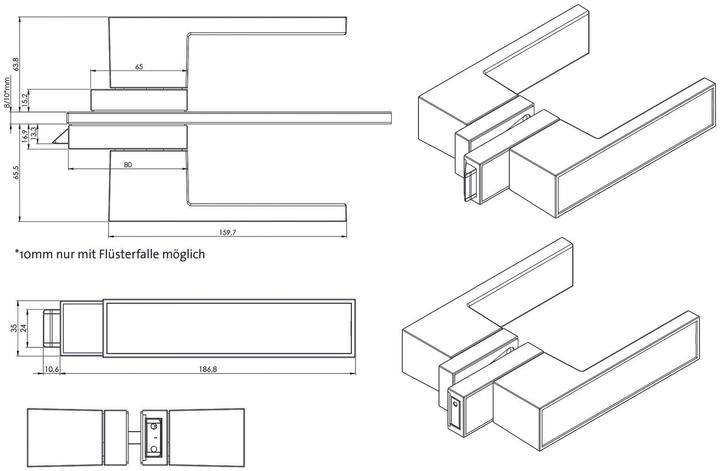 Actual product image Griffwerk All-glass door fitting set FRAME UV (Door handle)