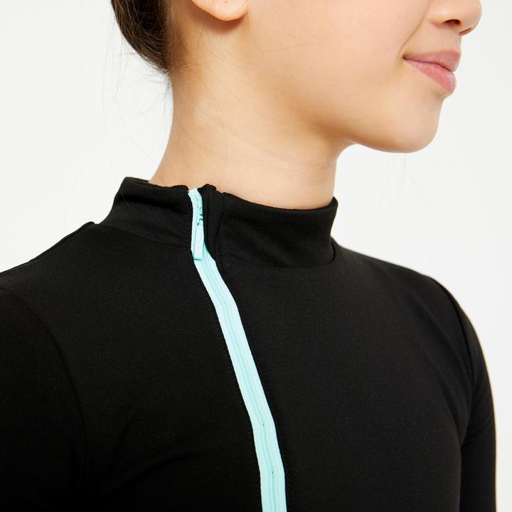 Actual product image Oxelo Figure Skating Training Leotard - Black/Mint