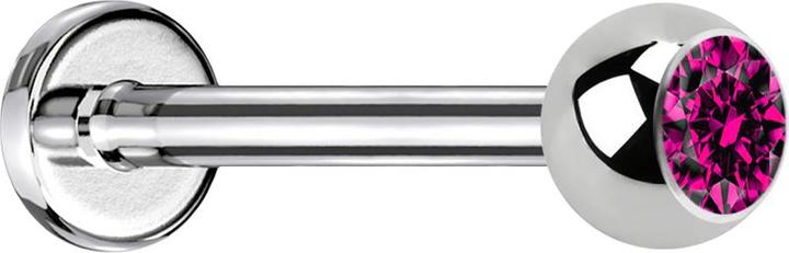 Immagine prodotto Star Piercing Micro Labret argento con cristallo a sfera fucsia (Acciaio chirurgico 316L, senza ottone)
