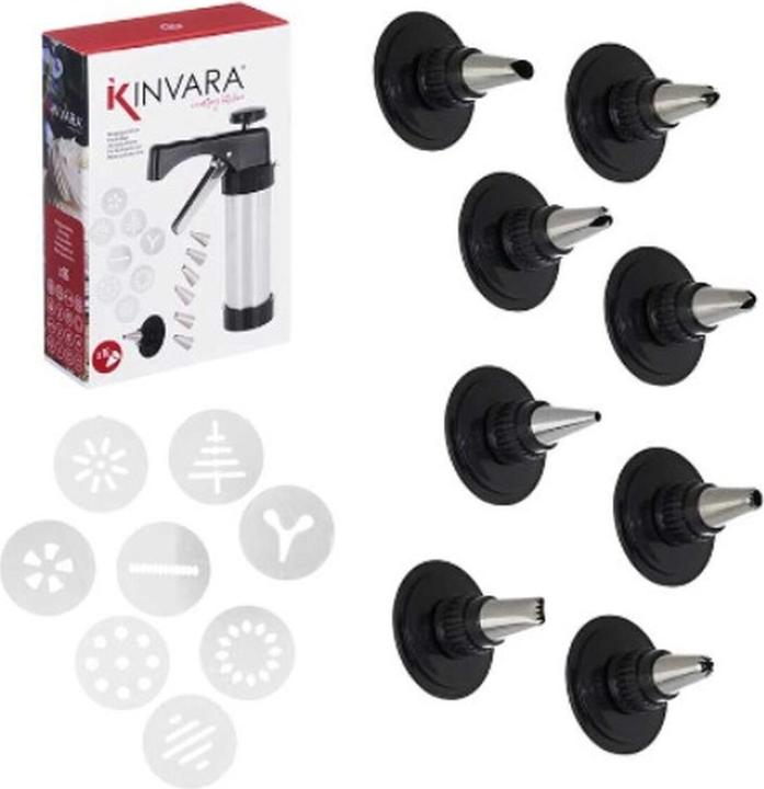 Produktbild Kinvara Edelstahl-Spritzpistole mit 16 Zubehörteilen (Gebäckpresse)