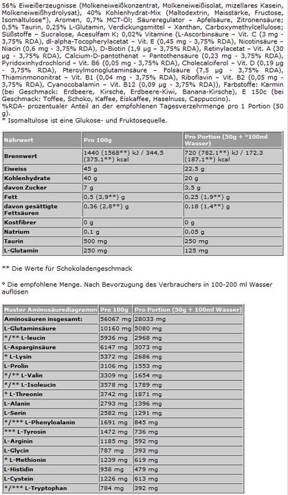 Nährwerte und Zutaten Olimp Sport Nutrition Profi Mass (1000g Beutel) (Vanille, 1 Stk., 1000 g)