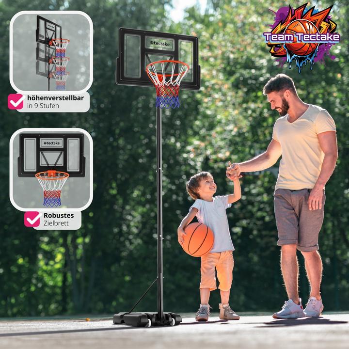 Actual product image tectake Basketball hoop Dirk, hoop height 234 - 302 cm, with ball & pump