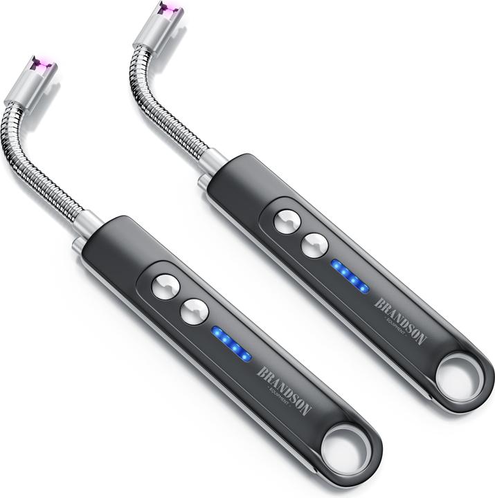 Produktbild Brandson 2x Stabfeuerzeug, Lichtbogen Feuerzeug elektrisch, Kerzenanzünder, USB aufladbar, für Kerze, Gasherd