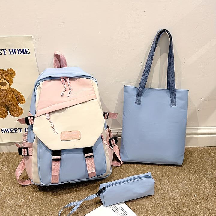 Only-Bags.Store Ästhetische Farbe Kontrast Travel Backpack, grosse Kapazität Klappe Schultasche, Stil Bookbag für