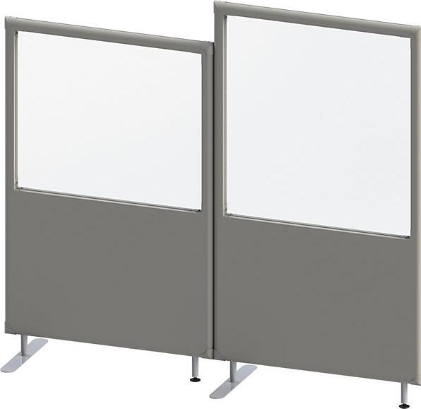 Produktbild eurokraft pro Schallschutz-Trennwand, Paneel mit Fenster, Höhe 1600 mm, Breite 1000 mm, grau (1000 x 1500 mm)