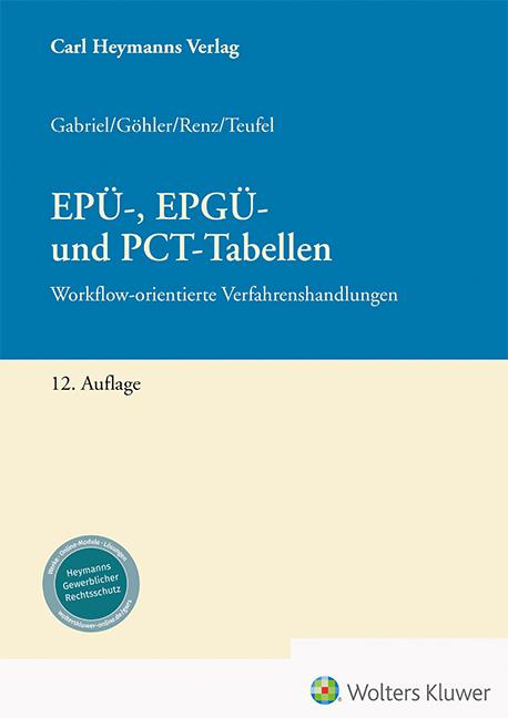 Actual product image Heymanns EPÜ-, EPGÜ- und PCT-Tabellen (German, Benjamin Devil, Christian Renz, Karen Göhler, 2023)