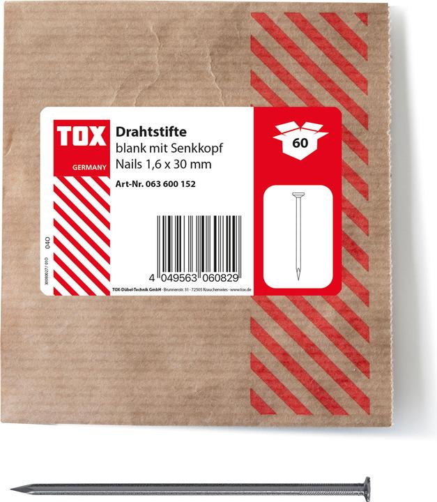 Actual product image Tox Nails 1.6x30 (60 pcs.) Wire nails countersunk head plain (60 Piece, 30 mm)