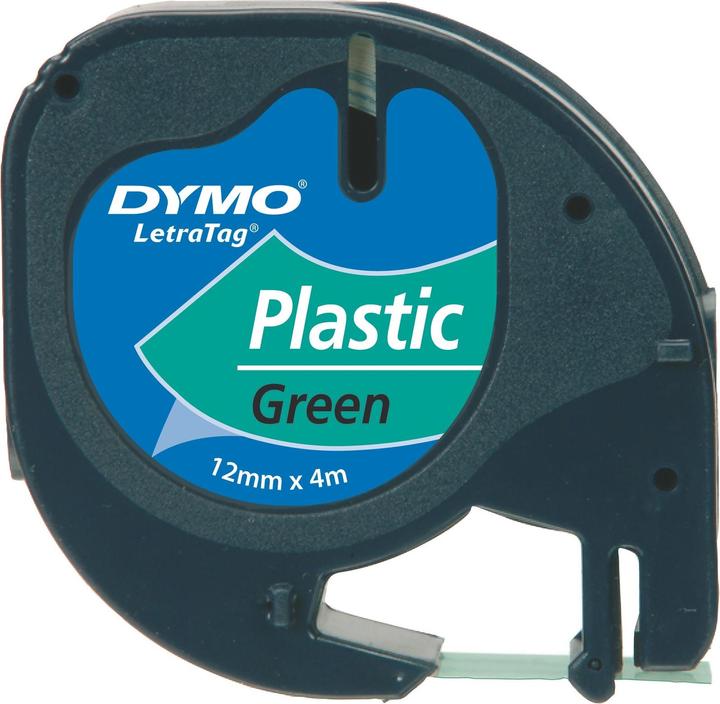 Actual product image Dymo Plastic Ribbon Black on Green (1.20 cm, Green, Black)