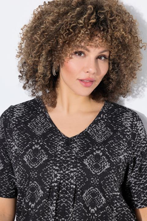 Produktbild Ulla Popken T-Shirt, Schlangenmuster, Biesen, V-Ausschnitt, Halbarm (50, 52)