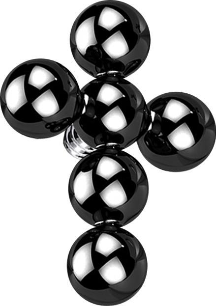 Star Piercing Dermal Anchor schwarz Kreuz Kugeln (ohne Messing, Titan G23)