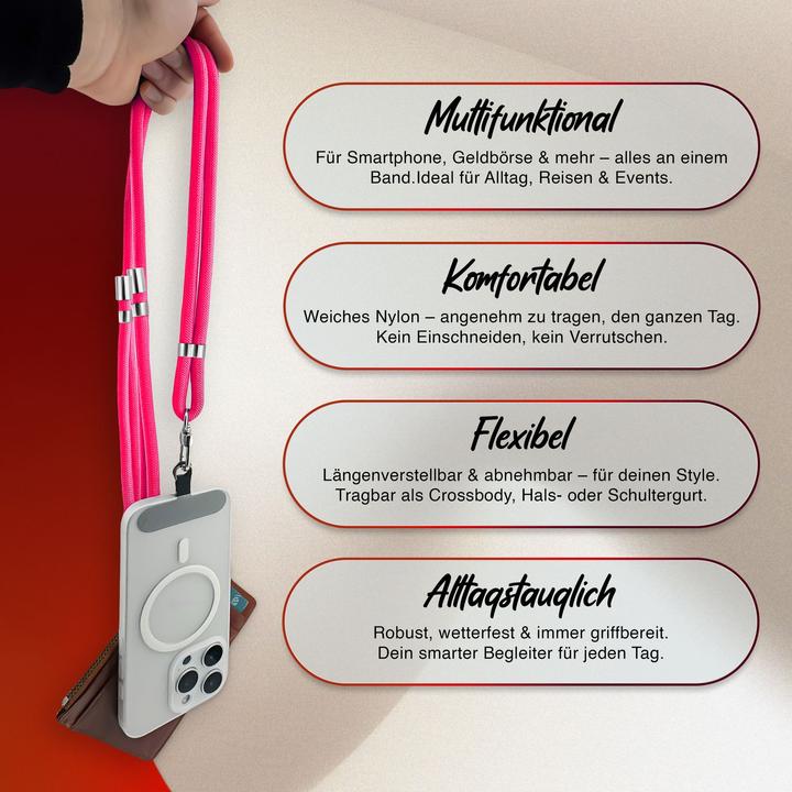 Actual product image Nalia HoldMe Lanyard Handykette – Universal Trageband für Smartphones - Verstellbar, Soft & Elastisch