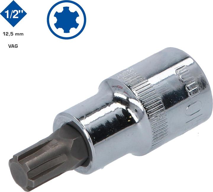 Image du produit Brilliant Tools Insert d’embout, 54 mm de long, entraînement quatre pans creux 12,5 mm (1/2") pour VAG Polydrive
