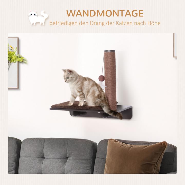 Produktbild PawHut Kratzbaum für Wandmontage (50 cm, Braun)
