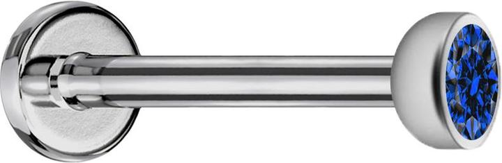 Produktbild Star Piercing Micro Labret Innengewinde silber mit Halbkugel Kristall dunkelblau (ohne Messing, Titan G23)