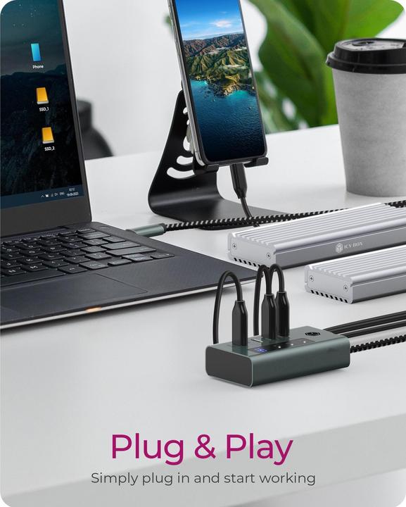 Actual product image Icy Box IB-HUB1454-C31 (USB-C, 4 Ports)