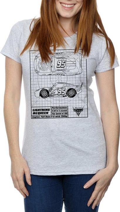 Immagine prodotto Disney Cars Lightning McQueen Blueprint Maglietta Donna (XL)
