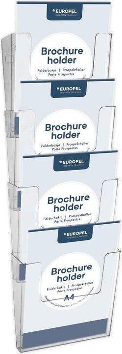 Produktbild Europel Wand-Prospekthalter, A4 hoch, 4 F„cher, glasklar (A4)