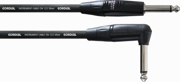 Image du produit Cordial Intro Cable 5 - Câble SilverLine pour instrument et guitare CII PR avec prise d'angle (6 m, jack 6.3mm)