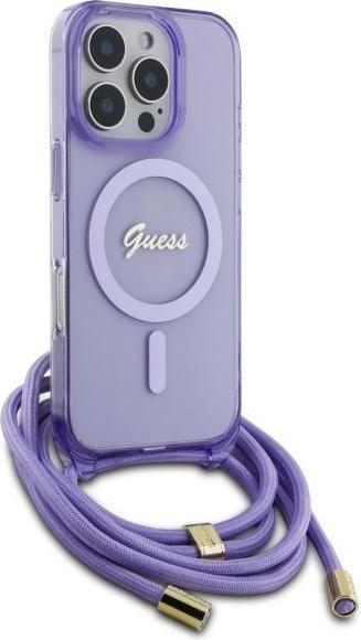 Immagine prodotto Guess GUHMP16XHCTSGNSU iPhone 16 Pro Max 6.9" fioletowy/purple hardcase Crossbody Cord Script MagSa