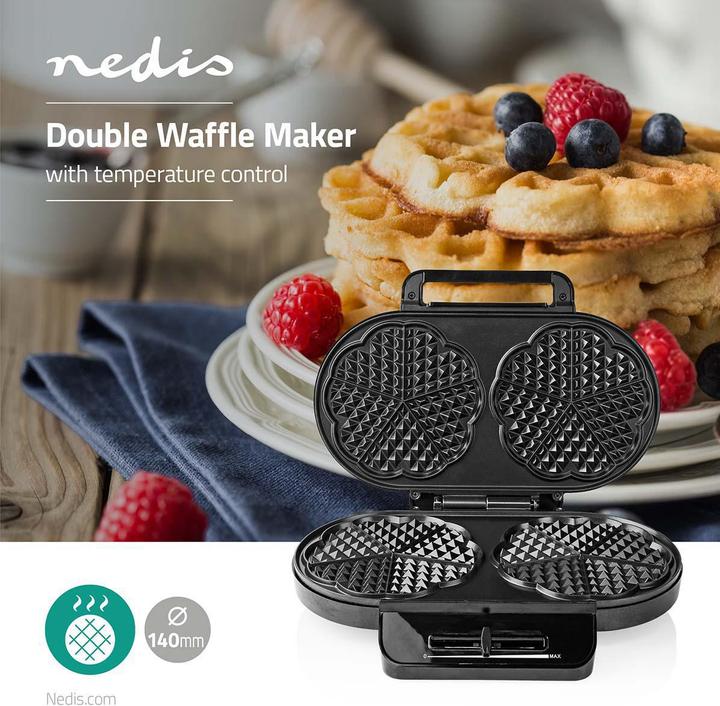Actual product image Nedis Waffle iron 2 x 5 Heart shaped waffles 12 cm 1200 W plastic/metal (EU plug)