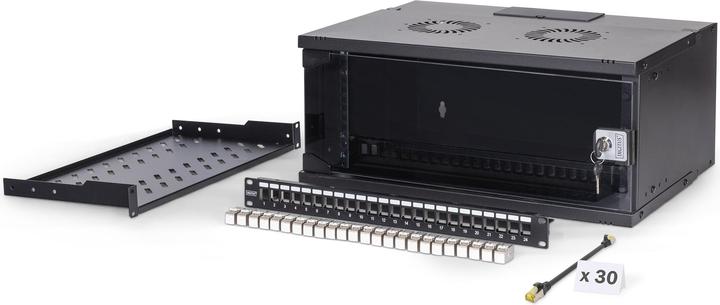 Produktbild Digitus 19" Netzwerk-Set, 4HE Wandgehäuse und Zubehör, sw SOHO PRO Version (19 Zoll Rack)