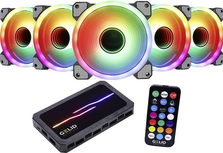 Actual product image Gelid RF-RGB-MP-02 Amber 8 PRO Bundle PC fan controller (W x H x D) 130 x 17 x (120 mm, 5 x)