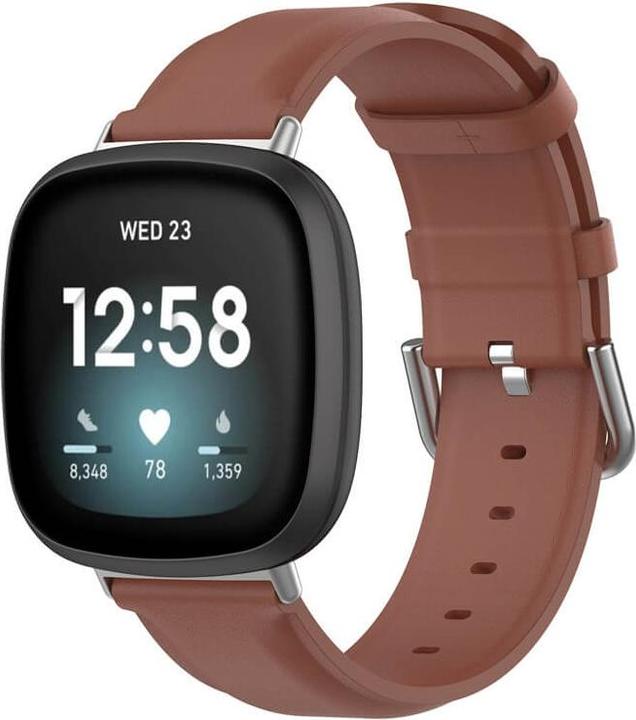Cover-Discount Fitbit Versa / Sense - Leather bracelet brown (Faux leather)