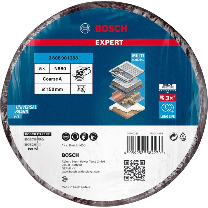 Image du produit Bosch Professional Zubehör Disque non tissé pour ponceuse excentrique, 150 mm, grossier, 5 pcs. (100)
