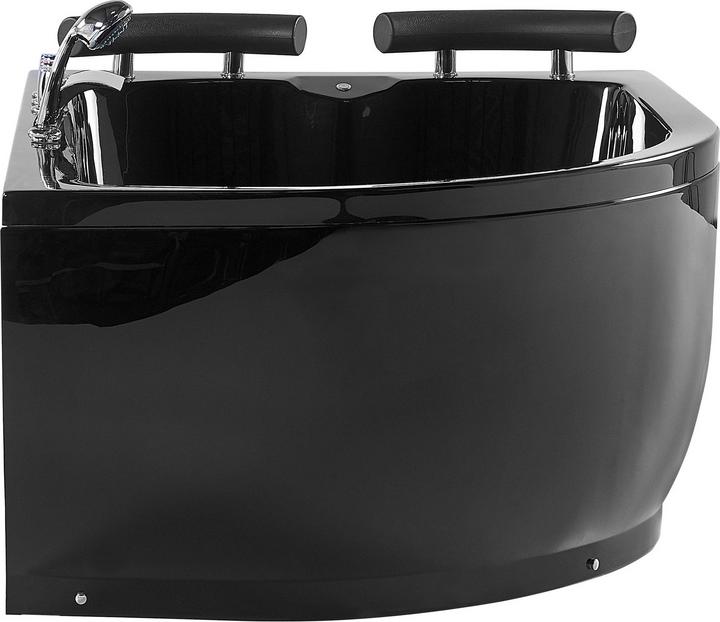 Produktbild Beliani Whirlpool Badewanne schwarz Eckmodell mit LED links 160 x 113 cm PARADISO (427 l, 155 cm, 110 cm)