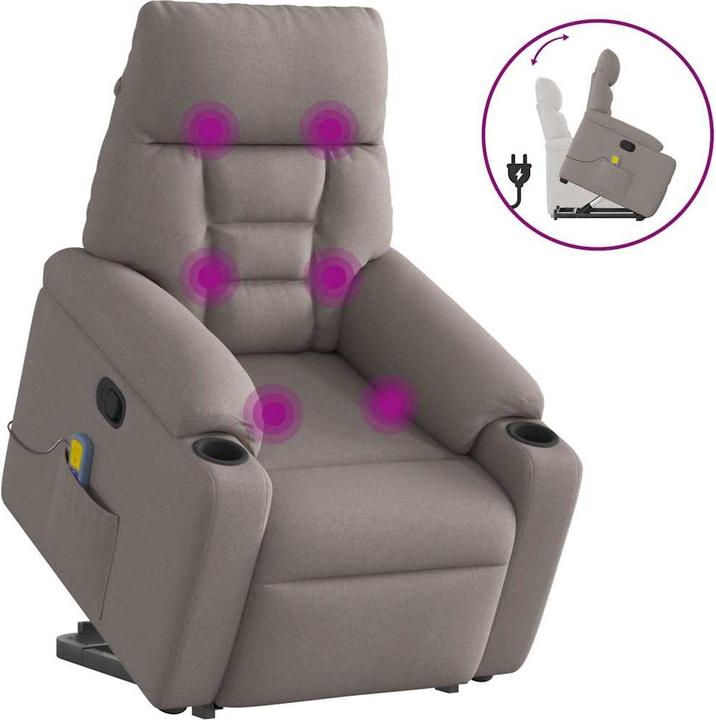 Immagine prodotto VidaXL Poltrona massaggiante con ausilio per la risalita Tessuto Taupe