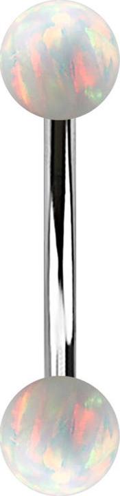 Immagine prodotto Star Piercing Banana d'argento con due sfere di opale bianco (Acciaio chirurgico 316L)