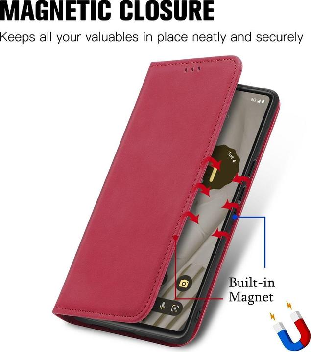 Produktbild König Design Hülle Handy Schutz für Google Pixel 7A Case Cover Klapp Tasche Wallet Etuis Neu (Google Pixel 7a)