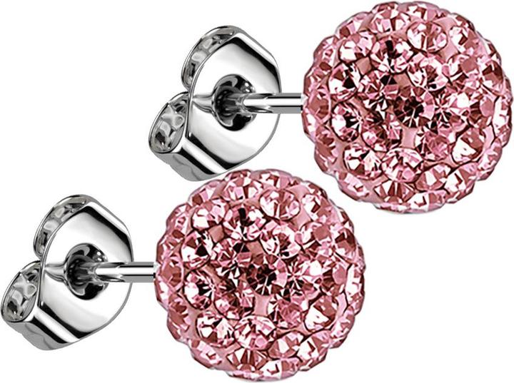 Image du produit Star Piercing Ohrstecker mit Kristallkugel pink (sans laiton, Acier chirurgical 316L)