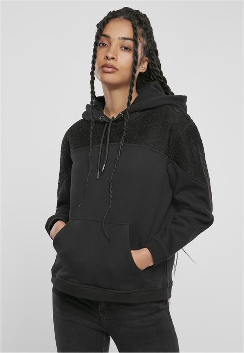 Immagine prodotto Urban Classics Felpa con cappuccio con inserto in pizzo da donna (S)
