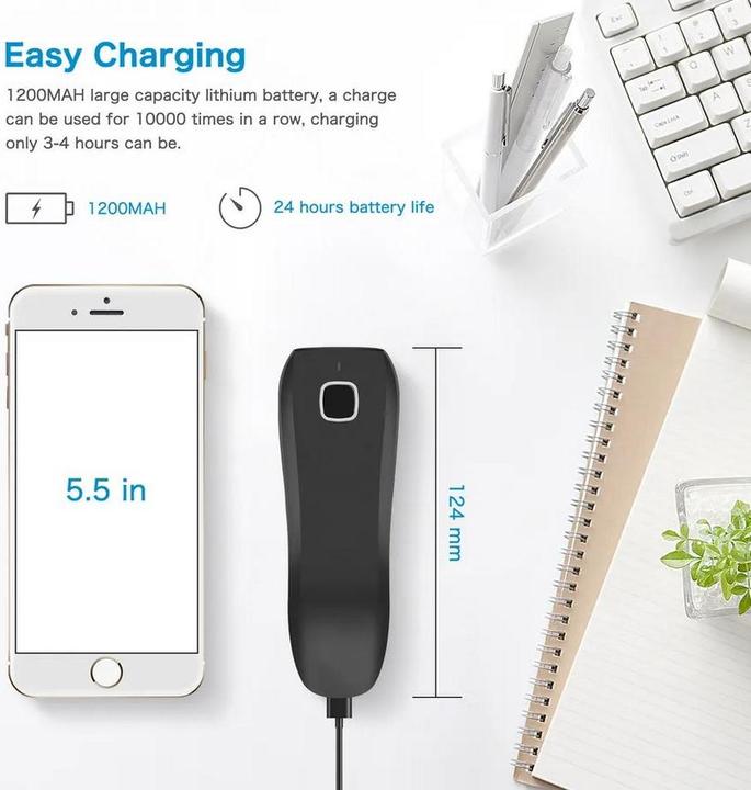 Image du produit PhoneLook Scanner à main portable 1D 2D Bluetooth 2.4G sans fil scanner QR-codes et code-barres (Codes à barres 1D, Codes à barres 2D, Code QR)