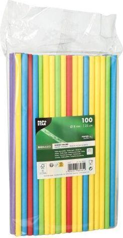 Actual product image Papstar 100 Straws pure assorted colours (100 x)