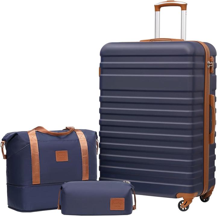 Coolife 3-teiliges Hartschalenkoffer-Set mit TSA-Schloss (93 l, L (90 - 115l))