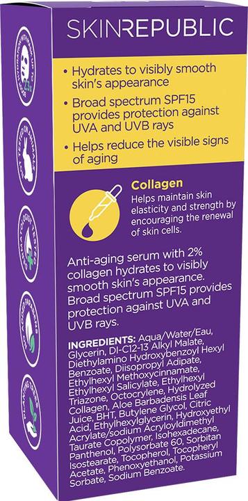 Nutritional values and ingredients Skin Republic - Collagen 2% + SPF 15 Serum (30 ml)