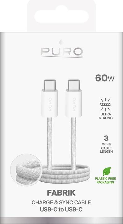 Image du produit Puro Fabrik 4 240W geflochtenes USB-C - USB-C 1m Kabel - weiss (1 m, 240 W)