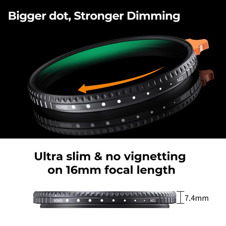 Image du produit K&F Concept Filtre pour objectif 55MM ND2-ND400 variable (1-9 Stops) 28 couches vertes multicouches HD