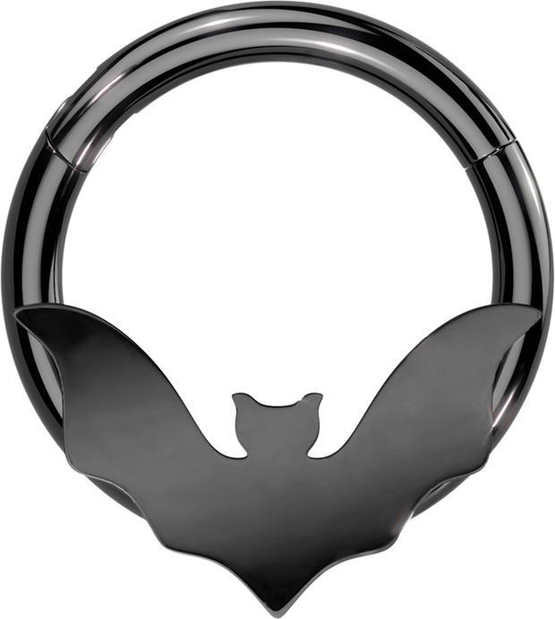 Image du produit Star Piercing Micro anneau segment pliable noir chauve-souris (sans laiton, Acier chirurgical 316L)