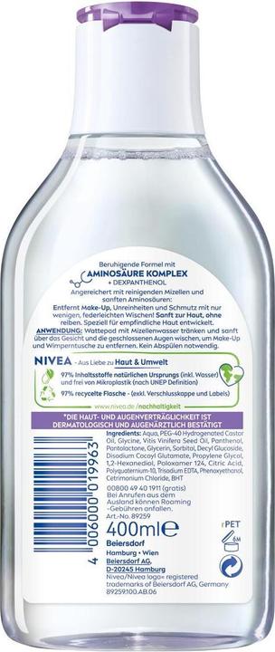 Image du produit NIVEA Eau micellaire apaisante (Eau micellaire, 400 ml)