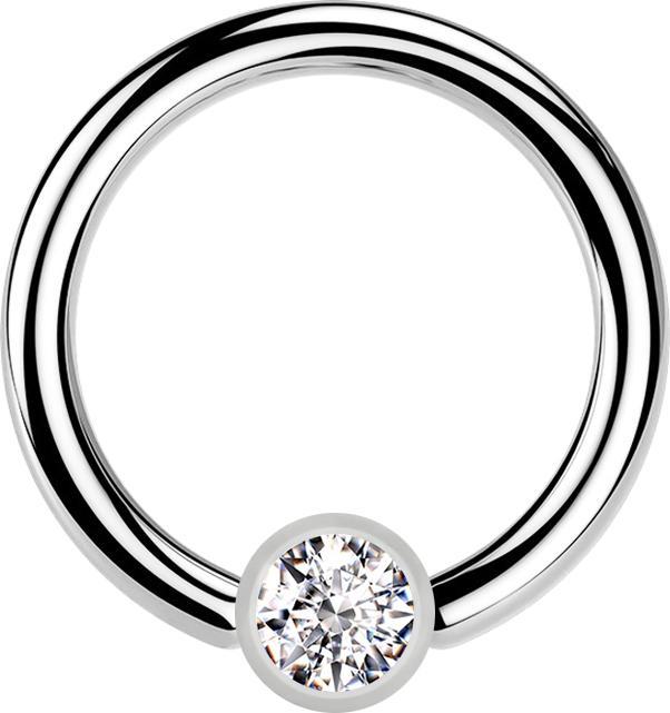 Star Piercing Micro Closure Ring silber Zylinder Kristall silber (ohne Messing, Chirurgenstahl 316L)