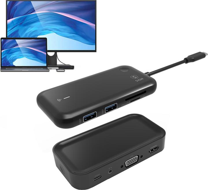 Produktbild SIGN USB-C Hub + Bluetooth Receiver 10W, 1080P - Black (1080 m)