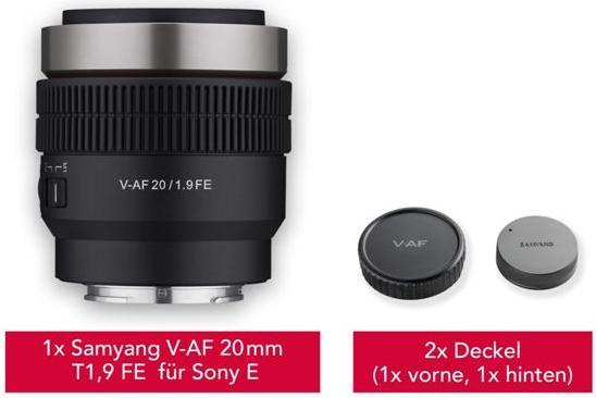 Produktbild Samyang V-AF 20mm F1.9 Sony-E (Sony E, Vollformat)